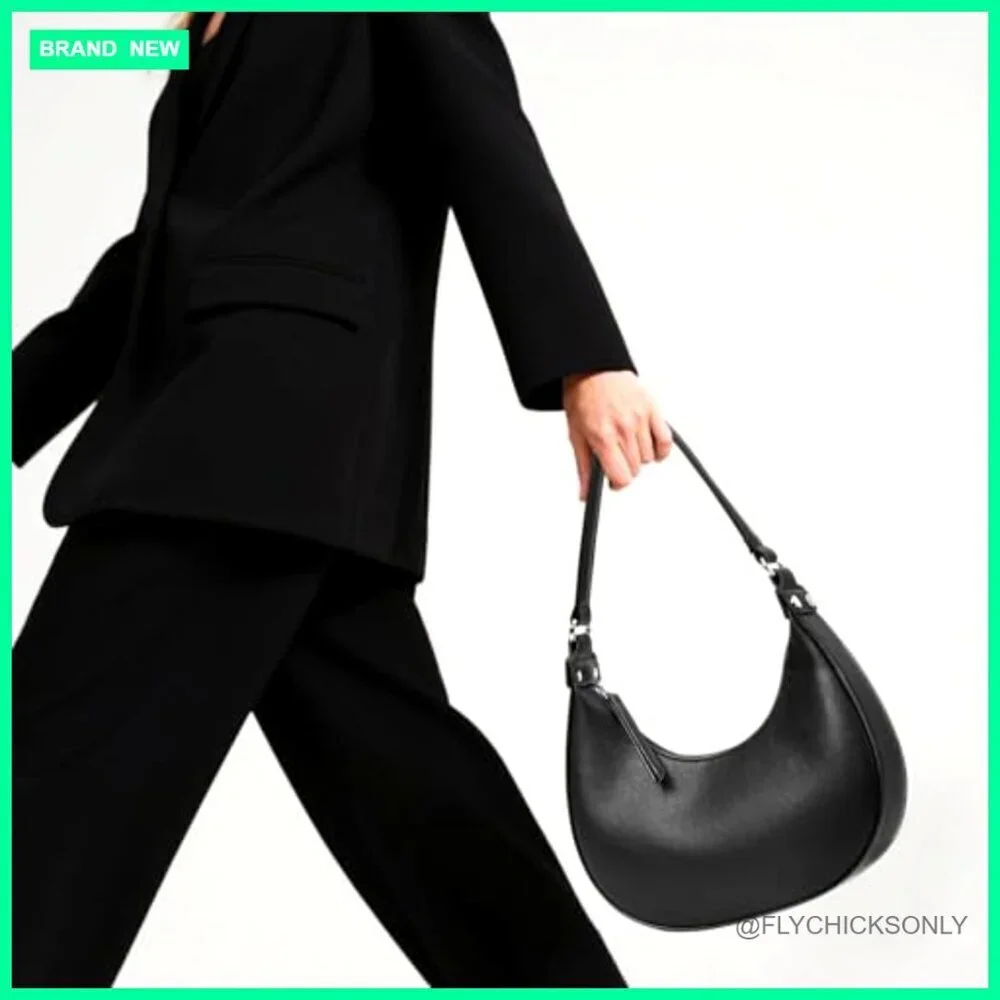 Cute Hobo Shoulder Bag with Zipper Pocket, Adjustable Strap, Faux Leather